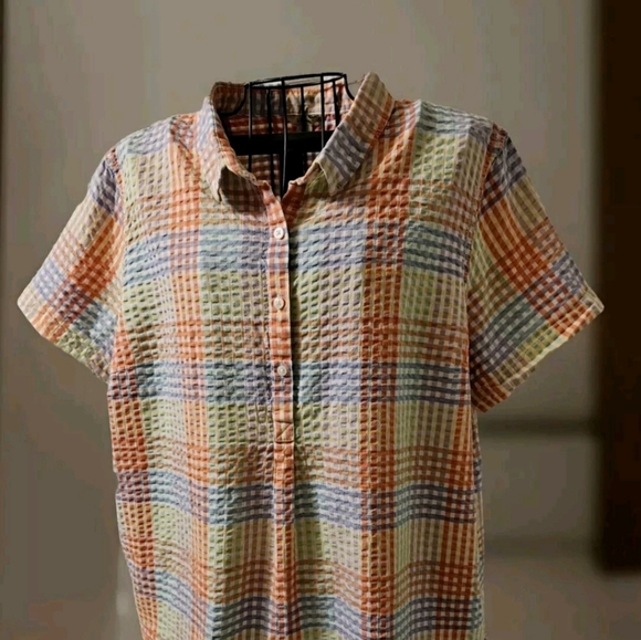 LL Bean Pastel Textured Button-Up Cotton Festive Top XL - Picture 13 of 14